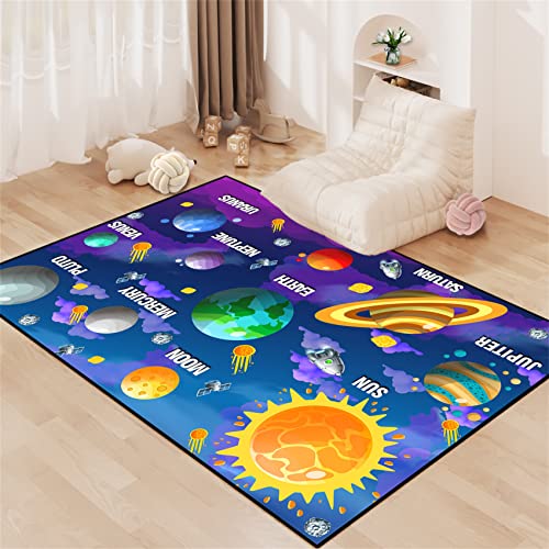 Outer Space Rugs Educational Learning Large Size Solar System Carpet Rugs Space Rug for Bedroom Boys Galaxy Area Rug Living Bedroom Dining Room Decor, 4'×5'