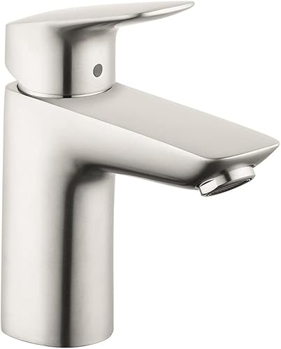 hansgrohe Logis 71100821 - Grifo moderno para lavabo de baño de bajo flujo con 1 manija y 1 manija de 1 6 pulgadas de alto en níquel cepillado,