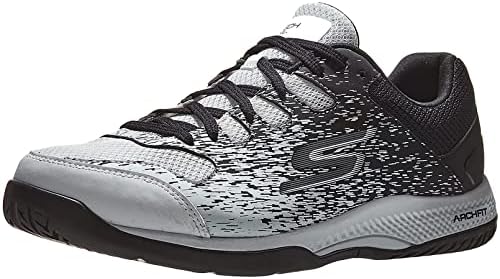 Skechers Men's Viper Court-Athletic Indoor Outdoor Pickleball Shoes with Arch Fit Support Sneaker, White/Black, 9.5