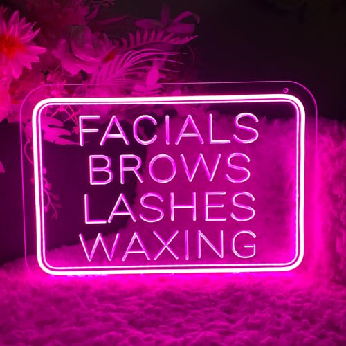 Image of Facial Brows Lashes Waxing Neon Sign For Wall Decor 3D Art Carving Design Indoor Bedroom Led Neon Signs Backdrop Flex Christmas Party Wedding Living Room Birthday Gift(Pink,USB,40x27.5CM)