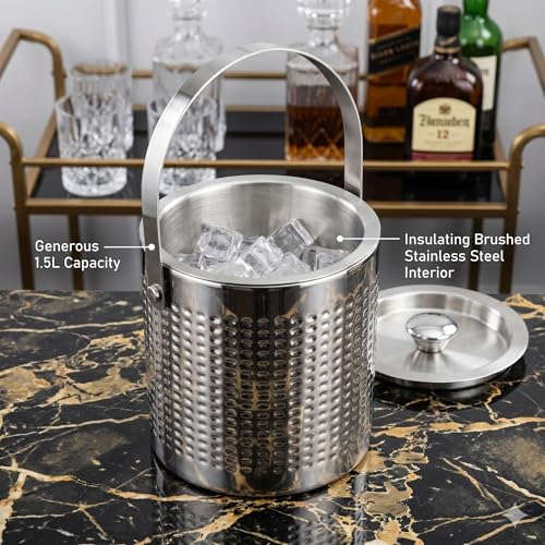 Image of FINALITY Stainless Steel Double Walled Insulated Ice Bucket (Silver Grooved)