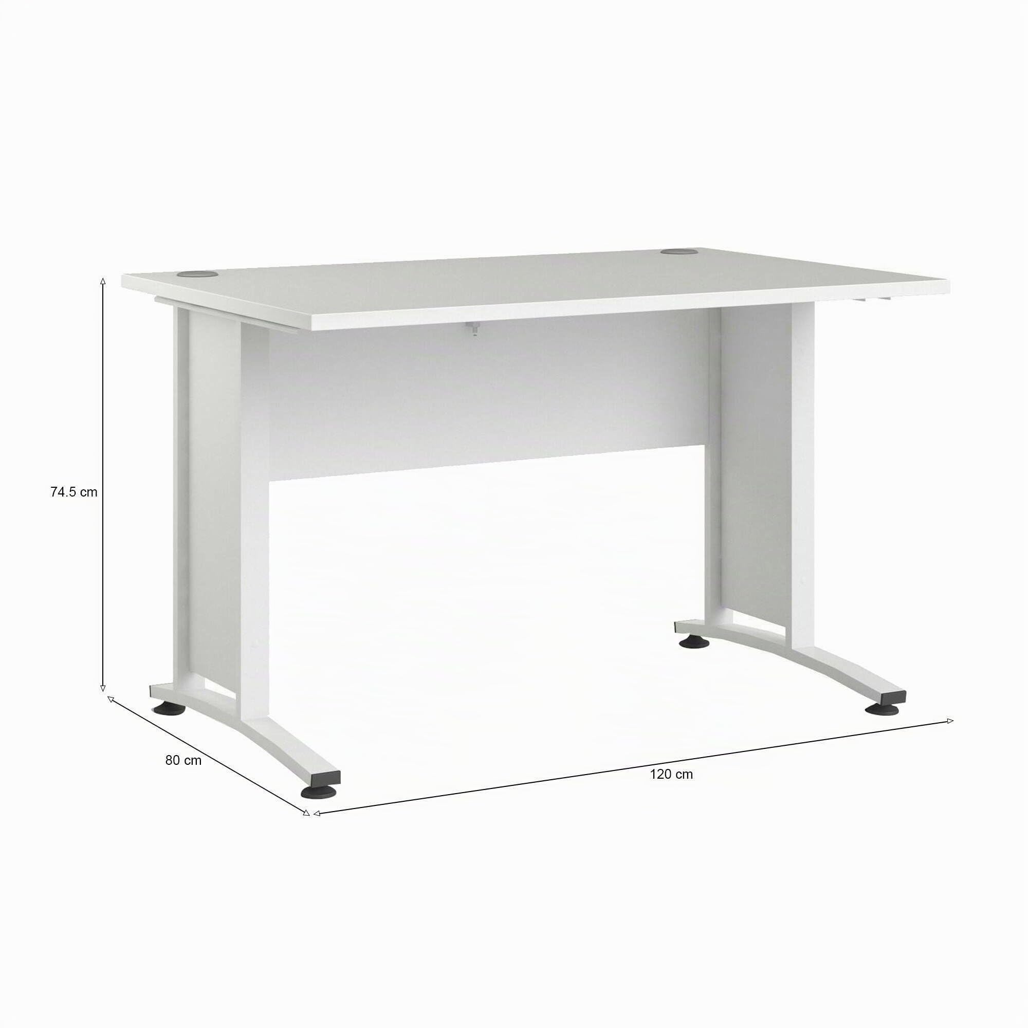 Dmora - Scrivania Albertine, Scrittoio multiuso, Tavolo per ufficio porta PC, Piano di lavoro, 120x80 h75 cm, Bianco