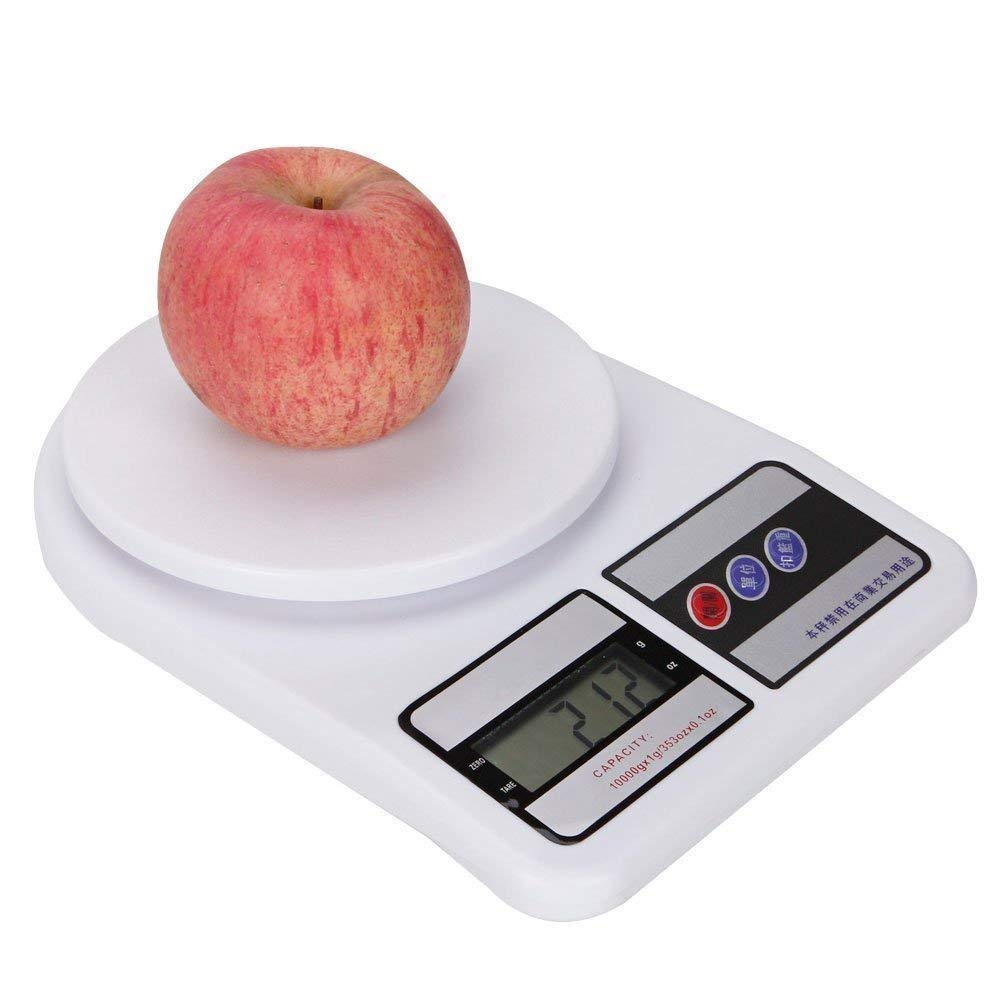 AKHAND Electronic Digital Plastic SF400 Kitchen Weighing Scale 10 kg Weight Measure for Spices Vegetable Liquids (White)-image-14