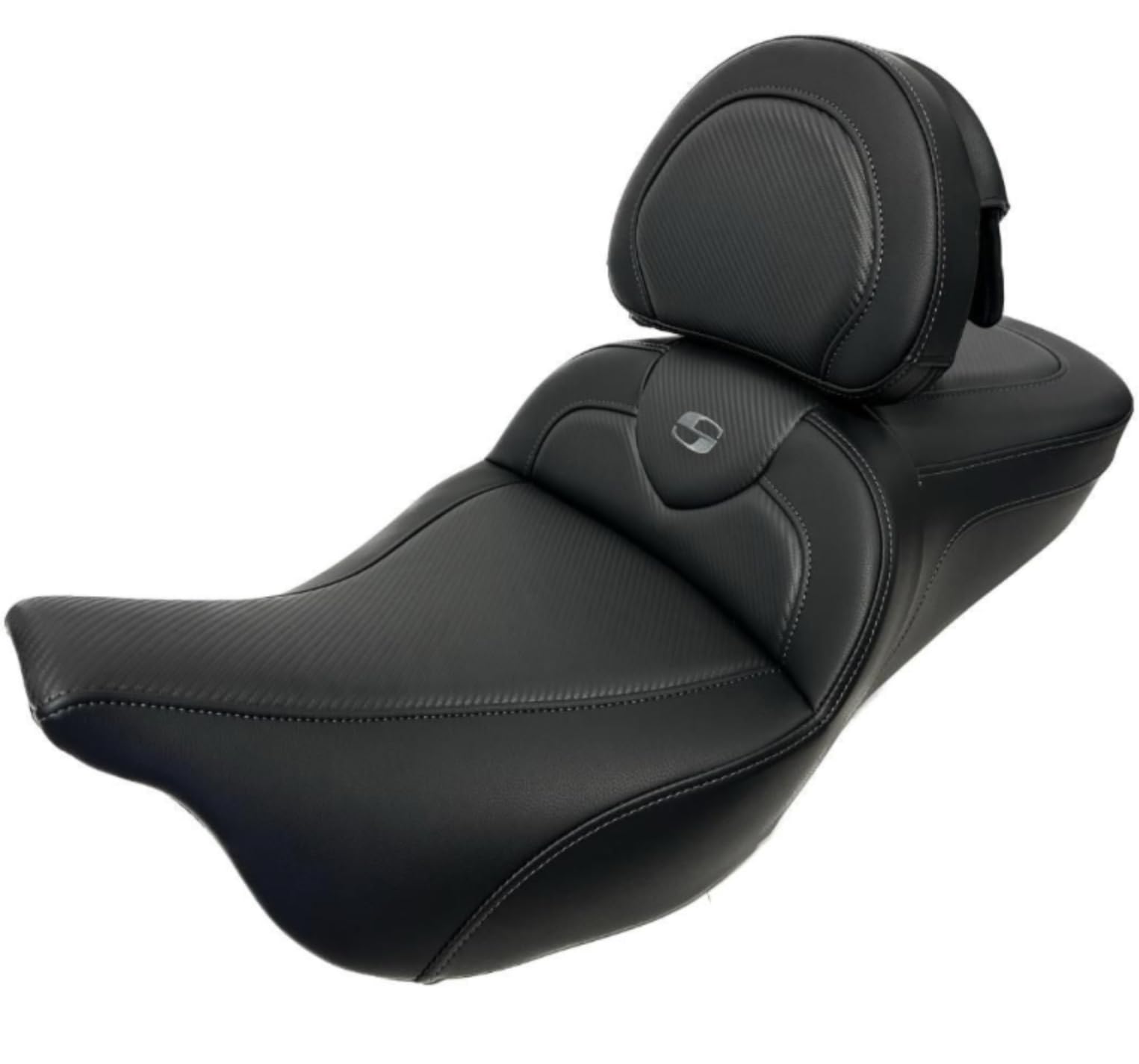 DARK GRAY STITCH SADDLEMEN 0801-1193 808-07B-185BR Road Sofa Carbon Fiber Seat - W/Backrest - '08-'23 FL