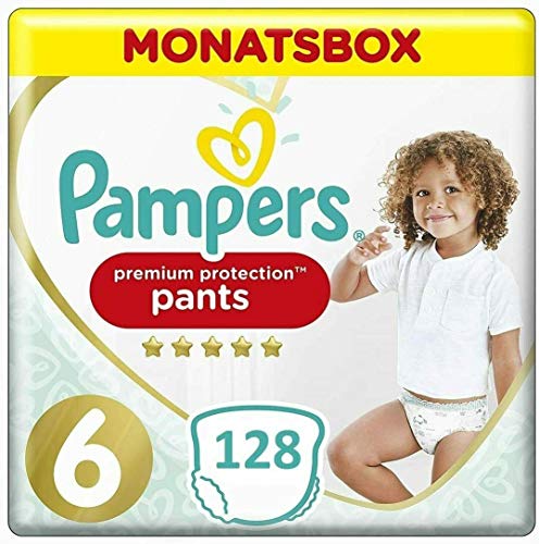 Pampers Premium Protection (128 Pants) Talla 6 15 kg + caja mensual Giga Pack