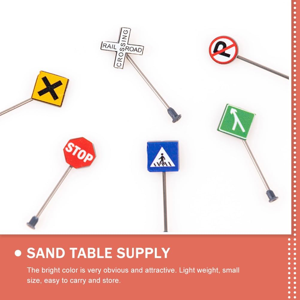 TOYANDONA 14pcs Micro Landscape Accessories Miniature Stuff Kids Playset Childrens Play Sets Traffic Indicator Model Traffic Street Signs Mini Traffic Signs Mini Indicator Mini Road Sign Toy