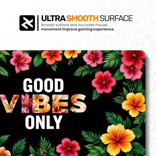 Image of Good Vibes Only Premium Desk Mat | Anti-Skid | Anti-Slip | 90 * 42 cm | Laptop Mat for Work from Home /Office /Gaming- Extended Mouse pad and Keyboard Desk mat