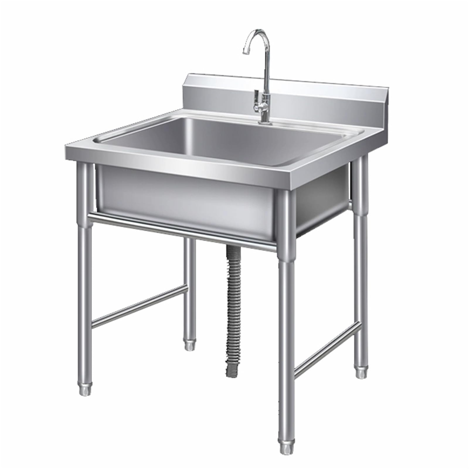 inless - Lavello portatile in acciaio per esterni, 70 x 50 x 80 cm, perfetto per campeggio, eventi e attività all'aperto