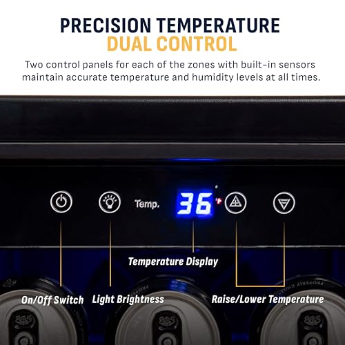 Image of NewAir 24 inch Dual Zone Beverage Refrigerator & Wine Cooler for 18 Bottles & 60 Cans | Freestanding or Built-In Under Counter Mini Fridge for Beer, Wine and Soda | Stainless Steel