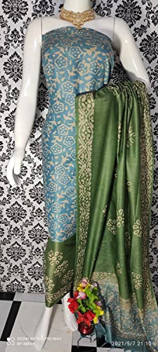 Image of STB-SILK TEXTILES BHAGALPUR Salwar Suit Cotton Silk Batik Print Dress Material Unstitched Suits Piece With Dupatta Dress material for women & girls