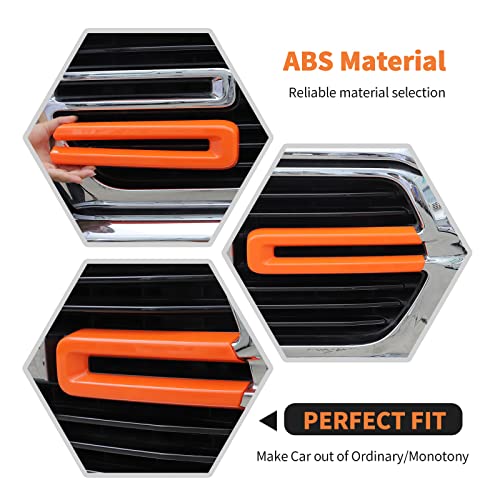 Image of Front Grille Inserts Trim Cover Grill U Bar Cover Frame Decoration Exterior Accessories for Dodge RAM 2018 2019 2020 2021 2022,Orange