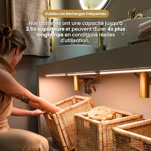 Lumic Mouvement 3.0 - Marque Française - Réglette LED Sans Fil à Détecteur de Mouvement - Rechargeable par USB - 3 Couleurs D'Éclairage - Batterie Longue Durée (23cm, 1, Lot) – vue 8