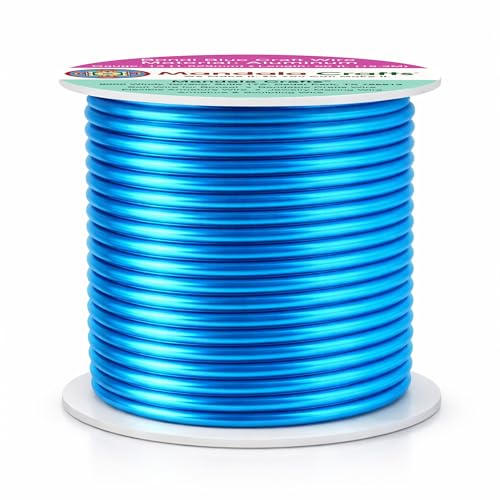 Image of Mandala Crafts 13 Gauge Bondi Blue Anodized Aluminum Craft Wire, 60 FT | Colored, Flexible, Bendable, for Bonsai, Armature, Sculpting, Wire Wrapping, Jewelry Making, Weather & Tarnish Resistant