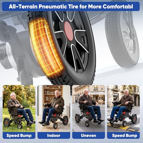 Image of Electric Wheelchair for Adults, 24Miles Travel Range Heavy Duty Motorized Wheelchair for Seniors, Max Support 350lbs, All Terrain Power Wheelchairs for Home & Outdoor, Airline Approval