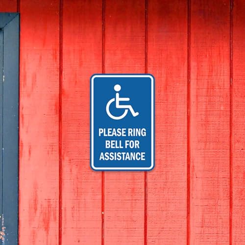 Disque Please Ring Bell For Assistance bleu compact Signs ByLITA x2