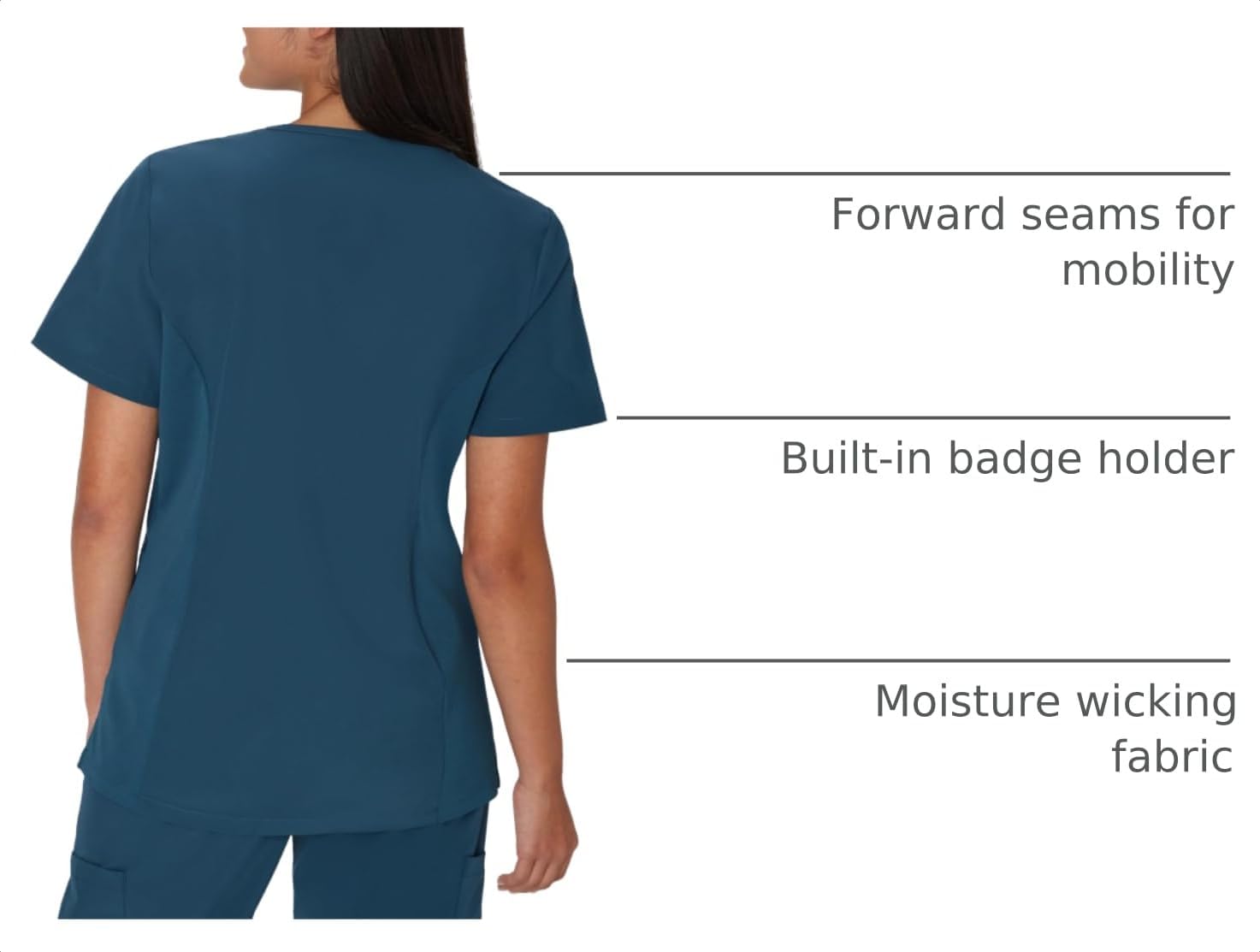 Hanes Women's Scrubs Healthcare Top, Moisture-Wicking Stretch Scrub Shirts, Ribbed Side Panels image 4