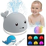 Baby Bath Toys, Light Up Sprinkler Whale Bath Toy with LED Lights, Automatic Spray Water Bath Toys for Toddlers Infant Kids Boys Girls Induction Sprinkler Bathtub Toys Shower Pool Bathroom Toy (Gray)