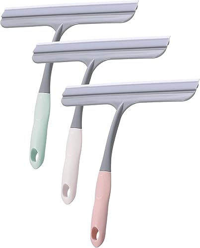 Fine tools Escobilla de ducha para puertas de ducha, baño, ventanas y automóviles, suministros de limpieza de vidrio para el hogar, paquete de 3