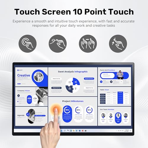 Image of 14 inch Portable Monitor Touchscreen, Anti-Scratch 1080P FHD Touch Screen with Built-in Kickstand & Stereo Speaker, 100% sRGB USB-C HDMI External Travel Monitor for Laptop Mac Phone PC