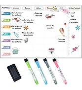 MCCORL Planning Semaine,Calendrier Magnetique Frigo,emploi Du Temps, Planificateur Hebdomadaire,Tableau Organisateur Familial, Planning Mensuel, Planificateur Des Menus/Repas Effaçable-en Français