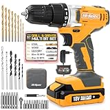 Hi-Spec 18 V Pro Combo Cordless Drill Driver with 1000 mAh Ni-MH Battery, 17 Position Keyless Clutch, Variable Speed Switch & 30 Piece Drill and Screwdriver Bit Accessory Set in Compact Storage Case