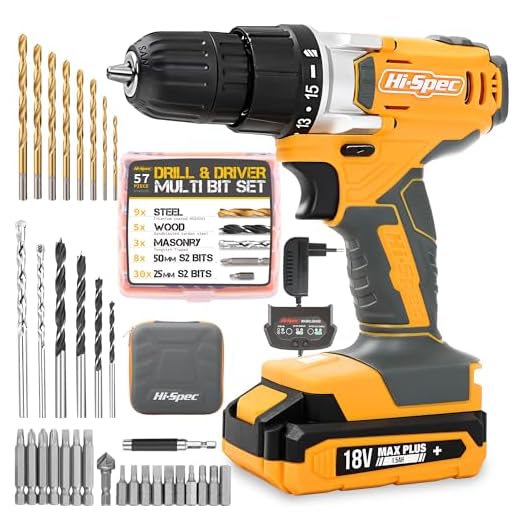 Hi-Spec 18 V Pro Combo Cordless Drill Driver with 1000 mAh Ni-MH Battery, 17 Position Keyless Clutch, Variable Speed Switch & 30 Piece Drill and Screwdriver Bit Accessory Set in Compact Storage Case