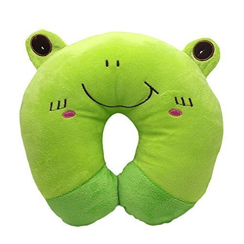 Zeuxs doux Style de dessin animé en forme de U cou reste Oreiller Coussin pour voiture Avion Voyage (Grenouille)