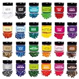 Candle Wax Dye for Soy Candle Making - 24 Popular Candle Dye Coloring Chips in Jars - Premium Candle Wax Coloring - Highly Concentrated Candle Chips Colors