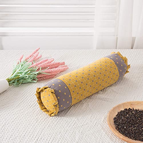 Edomi Buckwheat Neck Roll Pillow - Cervical Bolster Pillow Cylinder Lumbar Support Hard Round Side Sleeping Pillow For Shoulder Pain Buckwheat Hulls Fill (16X4 Inch, Yellow) #TOP6