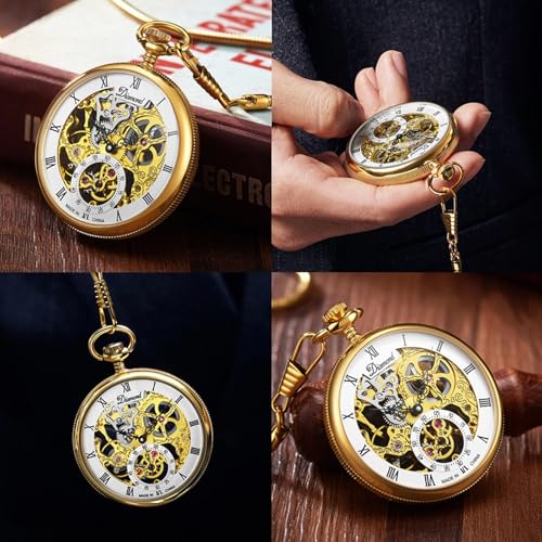 Reloj de bolsillo para hombre esqueleto el regalo perfecto con cadena de acero 5