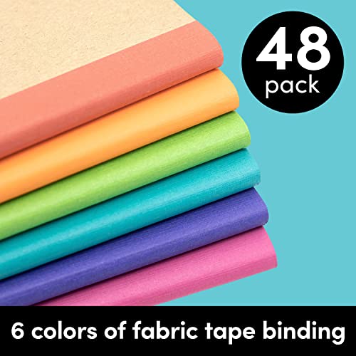 Paperage 48-Pack Composition Notebook Journals, 120 Pages, Kraft Cover With Rainbow Spines, College Ruled Lined Paper, Small Size (8 In X 5.75 In) – For School, Office, Or At-Home Use #TOP1