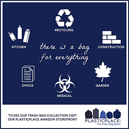 Plasticplace Custom Fit Trash Bags │ simplehuman (x) Code K Compatible (50 Count) │ White Drawstring Garbage Liners 10 Gallon / 38 Liter │ 24.4