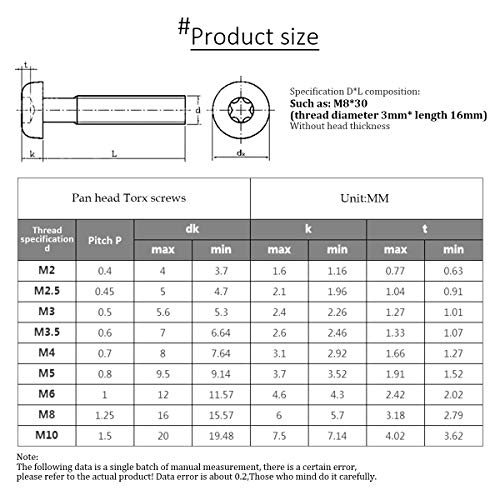 XFentech Bulloni a Testa Tonda Torx - M8 Viti