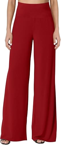 JZC Women's Palazzo Lounge Pants Stretchy Wide Leg Casual Pants Comfy High Waist Flowy Pants S-3XL