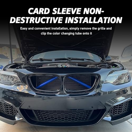 Image of ijuicy 2 PCS Front Grill Inserts Trims, Waterproof Front V Bar Brace Trim Covers, Snap-on Installation Grille Decorative Strips, Compatible with 3 /4 /5 /6 /7 Series X 1 /2 /3 /4 /5 (Blue)