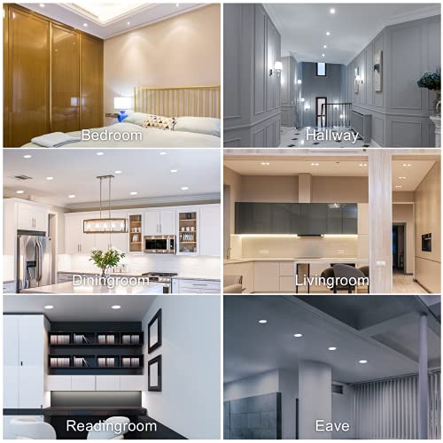 6 Pack 4 Inch Led Recessed Ceiling Light With Junction Box, Airtight Gimbal Eyeball Slim Downlight, Cri80+, 3000K-5000K, 15W 100W Eqv, 1000Lm Dimmable Panel Light - Etl & Energy Star Certified #TOP6