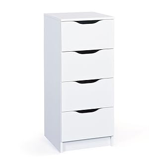 Inter Link - Cómoda - 4 cajones - Aparador - Buffet - Melamina - Blanco - Cajones con tiradores encastrados - Westphalen 4