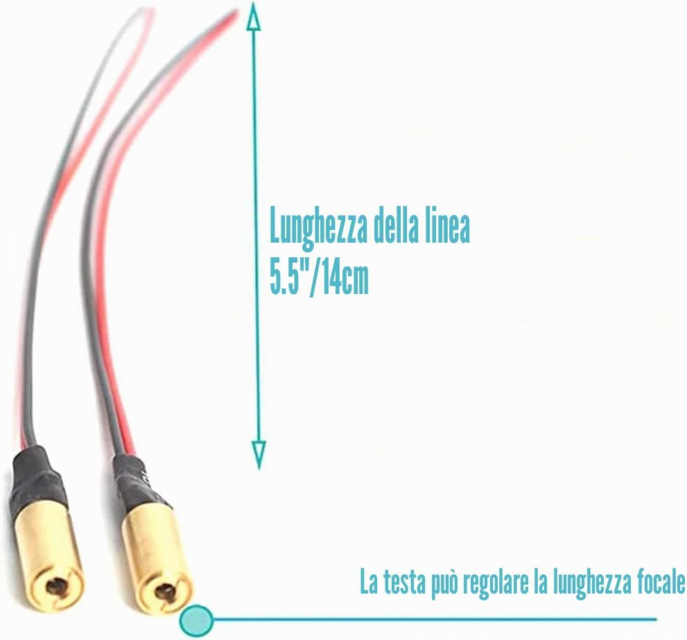 Two BEITESI laser modules with wires, showing wire length and adjustable focus head