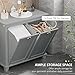 HOMCOM Tilt-Out Laundry Sorter Cabinet, Bathroom Storage Organizer with Two-Compartment Tilt-Out Hamper, Gray