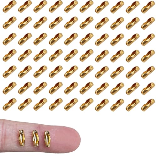 70Pcs Brass Ball Chain Connectors Fit for 2.4mm Beaded Chains Pull Connector Clasps for Roman Rollers Blinds Ceiling Fan Decor Chain Repair Jewelry Making Accessorie Clips for DIY Crafts