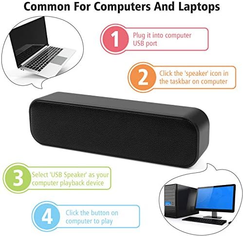 Umitive USB Computer Speakers, Mini Portable Soundbar with 3D Surround Stereo, Broad Compatibility, Plug and Play, Anti-slip Design, USB Powered Laptop Speakers for Desktop Laptop PC, Checkout Counter