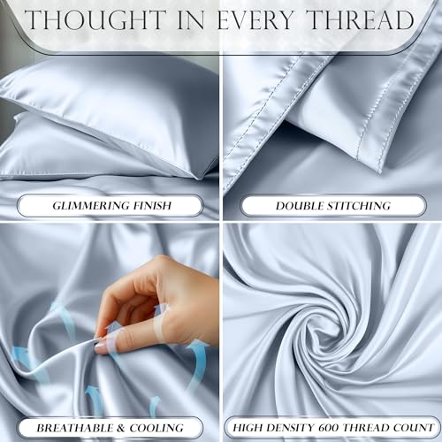 Image of DECOLURE Satin Sheets Twin Size | Softer Than Silk | Luxury 3 Pc Bed Set