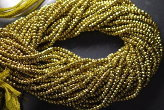 Pyrite verte dorée facettée haut de gamme 3.5mm pour colliers et bracelets fins