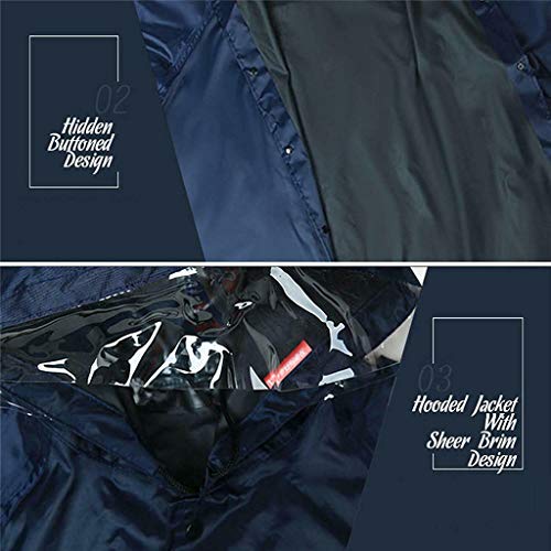 Hooded Jacket Casual Men's Coat Coat Long Rain Lightweight Raincoat Men's Blouse Metal Bands Long Sleeve Shirt Navy #TOP5