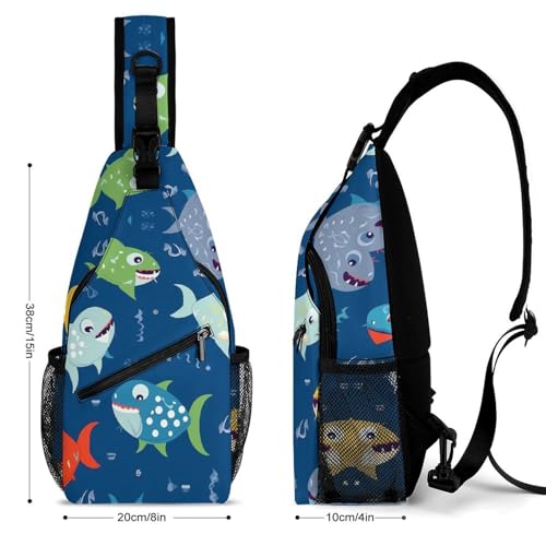 Mochila deportiva tipo bandolera Cute Ocean Fish miniatura 2