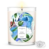 Kate Bissett Baubles Star Jasmine Scented Premium Candle and Jewelry with Surprise Ring Inside | 18 oz Large Candle | Made in USA | Parrafin Free | Size 06