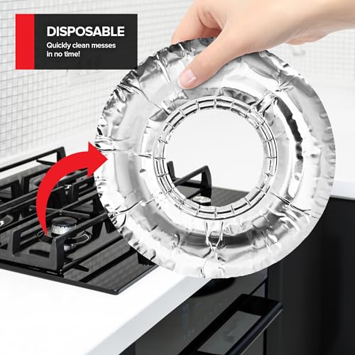 (50 Pack) Round Disposable Gas Burner Liners, Aluminum Foil Burner Covers for Gas Stove - 7.5 Inch Stove Liners for Gas Burners, Foil Liners to Catch Oil, Grease, and Food Spills, Stock Your Home by Stock Your Home - Used condition - Image 5