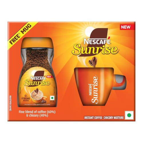 Image of Nescafe Sunrise Instant Coffee | Strong Aroma in every cup | 90g Jar with free mug