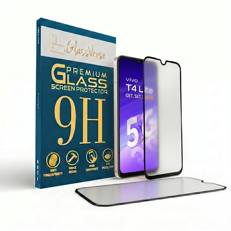 Image of GlassVerse Matte Tempered Glass for Vivo T4 Lite 5G | Anti Glare, Smooth Touch Screen Protector, 9H Hardness, Edge to Edge, Case Friendly, Hassle-less Installation Kit Included. (Pack of 2)