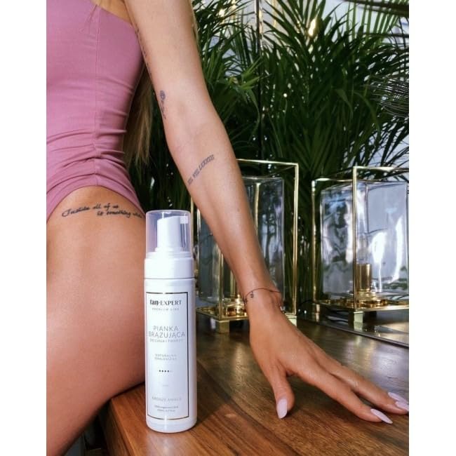 Bronze Amber Set mus samoopalający 200 ml z rękawicą aplikacyjną, naturalna opalenizna bez smug, formuła nawilżająca, bez ściegu pomarańczowego, do ciała i twarzy